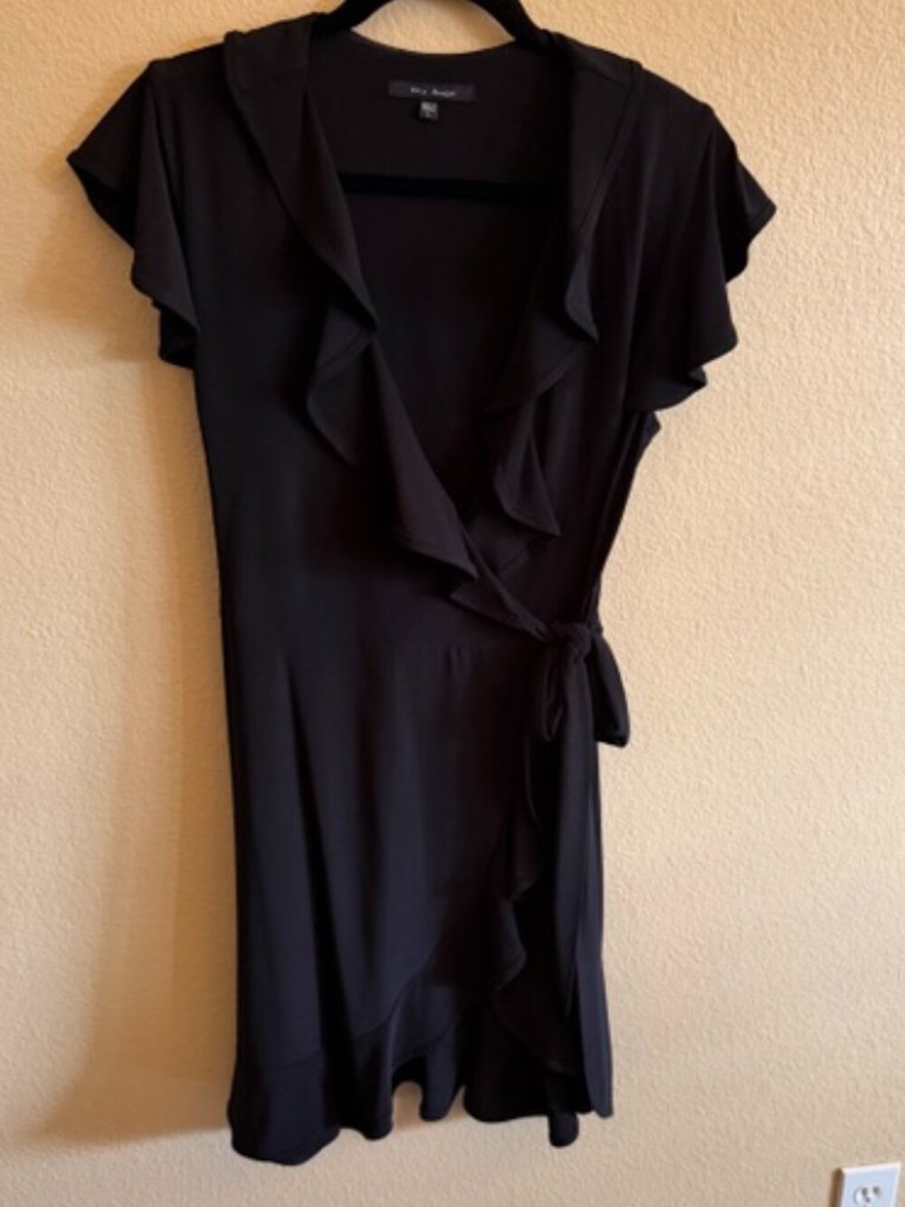 Blu Sage Flutter Sleeve black wrap dress Size L